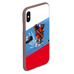 Чехол iPhone XS Max матовый Русский хоккей, цвет: 3D-коричневый — фото 2