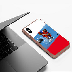 Чехол iPhone XS Max матовый Русский хоккей, цвет: 3D-коричневый — фото 2
