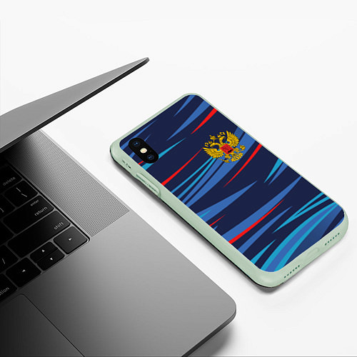 Чехол iPhone XS Max матовый РОССИЯ RUSSIA UNIFORM / 3D-Салатовый – фото 3