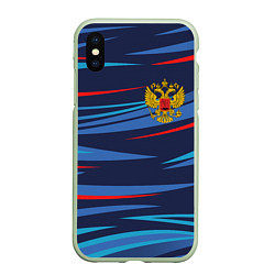 Чехол iPhone XS Max матовый РОССИЯ RUSSIA UNIFORM, цвет: 3D-салатовый