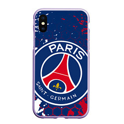 Чехол iPhone XS Max матовый ФК ПСЖ FC PSG PARIS SG, цвет: 3D-светло-сиреневый