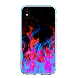Чехол iPhone XS Max матовый ТРИ ОГНЯ FIRE СИНИЙ ОГОНЬ, цвет: 3D-голубой