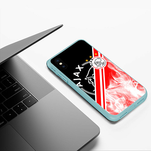 Чехол iPhone XS Max матовый FC AJAX AMSTERDAM ФК АЯКС / 3D-Мятный – фото 3