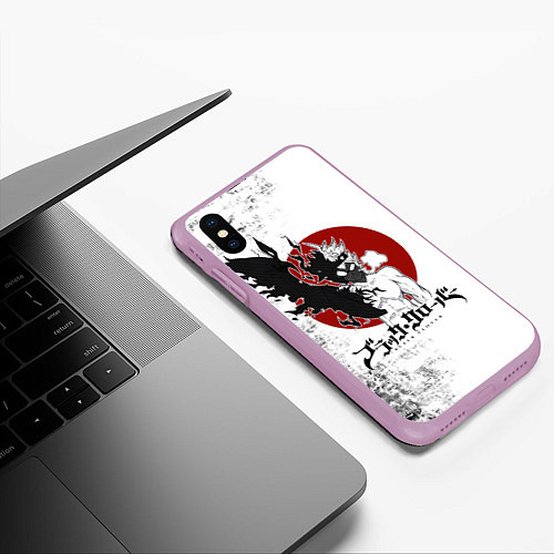 Чехол iPhone XS Max матовый Черный Аста демон Чёрный клевер / 3D-Сиреневый – фото 3