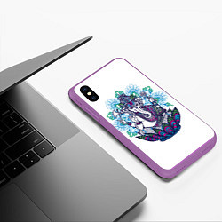 Чехол iPhone XS Max матовый Будда слон, цвет: 3D-фиолетовый — фото 2