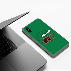 Чехол iPhone XS Max матовый Pepe skin, цвет: 3D-темно-зеленый — фото 2