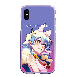 Чехол iPhone XS Max матовый Nia Gurren Lagann, цвет: 3D-светло-сиреневый