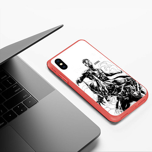 Чехол iPhone XS Max матовый НЕУЯЗВИМЫЙ INVINCIBLE / 3D-Красный – фото 3