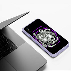 Чехол iPhone XS Max матовый Череп и Осьминог, цвет: 3D-светло-сиреневый — фото 2