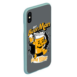 Чехол iPhone XS Max матовый BEER MAN, цвет: 3D-мятный — фото 2