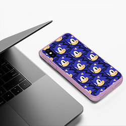 Чехол iPhone XS Max матовый Sonic pattern, цвет: 3D-сиреневый — фото 2