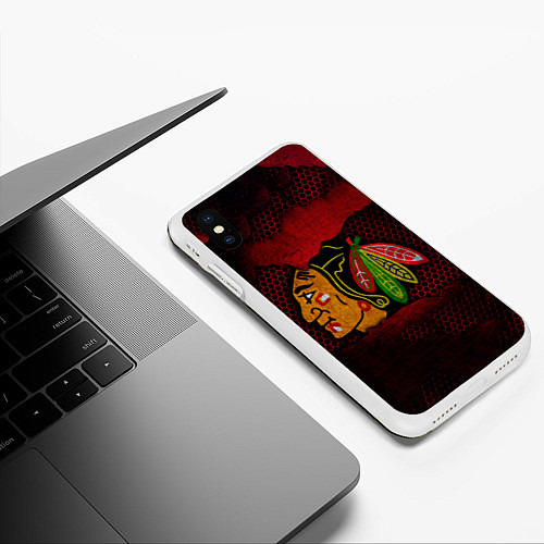 Чехол iPhone XS Max матовый CHICAGO NHL / 3D-Белый – фото 3