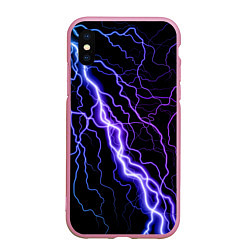 Чехол iPhone XS Max матовый НЕОНОВАЯ МОЛНИЯ ГРОЗА, цвет: 3D-розовый