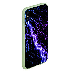 Чехол iPhone XS Max матовый НЕОНОВАЯ МОЛНИЯ ГРОЗА, цвет: 3D-салатовый — фото 2