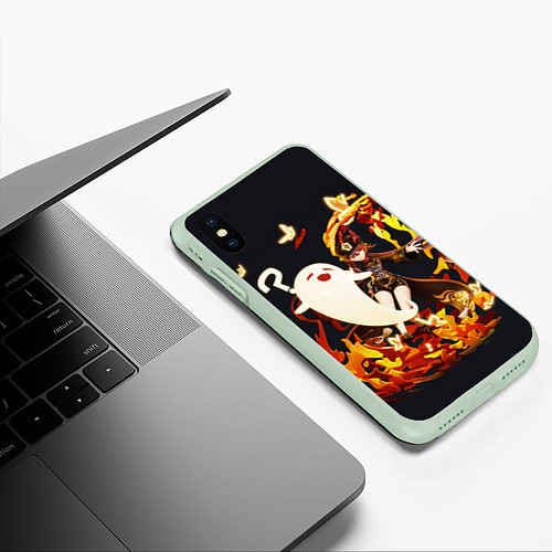 Чехол iPhone XS Max матовый GENSHIN IMPACT HU TAO / 3D-Салатовый – фото 3