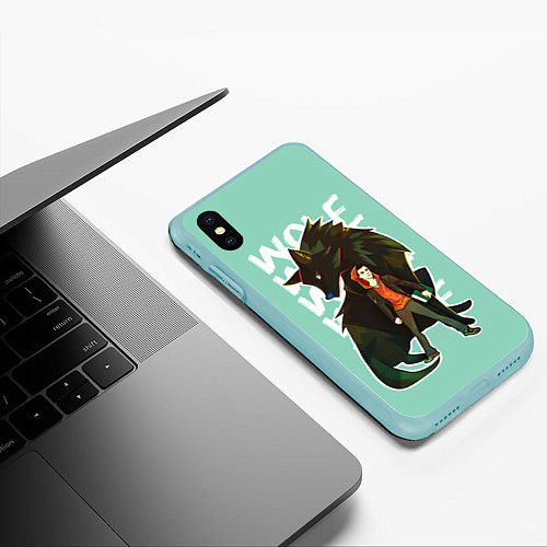 Чехол iPhone XS Max матовый Wolf / 3D-Мятный – фото 3