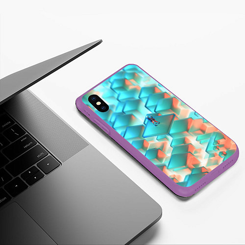Чехол iPhone XS Max матовый Пара / 3D-Фиолетовый – фото 3