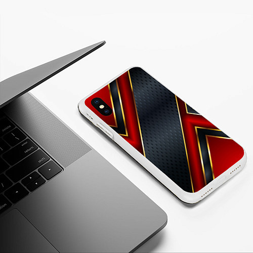 Чехол iPhone XS Max матовый Black & Red 3D / 3D-Белый – фото 3