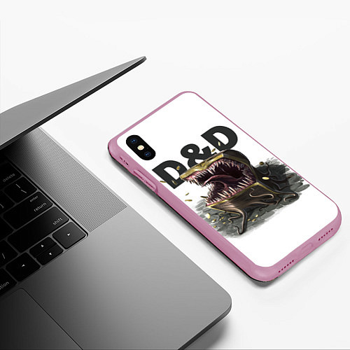 Чехол iPhone XS Max матовый D&D Мимик-сундук ДнД / 3D-Розовый – фото 3