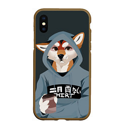 Чехол iPhone XS Max матовый Furry fox, цвет: 3D-коричневый