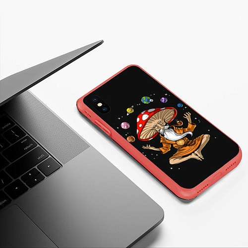 Чехол iPhone XS Max матовый Космический Гриб Волшебник / 3D-Красный – фото 3