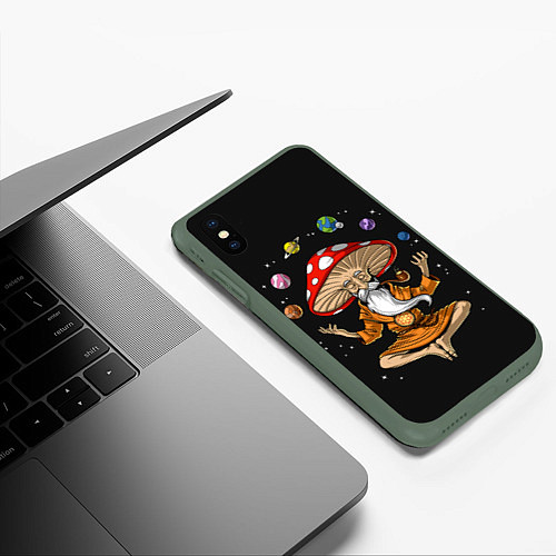Чехол iPhone XS Max матовый Космический Гриб Волшебник / 3D-Темно-зеленый – фото 3
