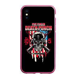 Чехол iPhone XS Max матовый 5FDP Five Finger Death Punch, цвет: 3D-малиновый