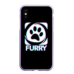 Чехол iPhone XS Max матовый Furry, цвет: 3D-светло-сиреневый