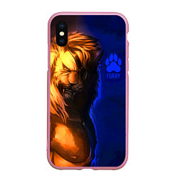 Чехол iPhone XS Max матовый Furry lion, цвет: 3D-розовый