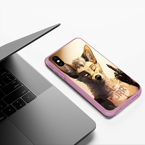 Чехол iPhone XS Max матовый Furry jackal / 3D-Розовый – фото 3