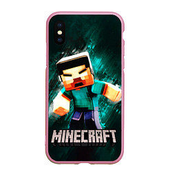 Чехол iPhone XS Max матовый MINECRAFT, цвет: 3D-розовый