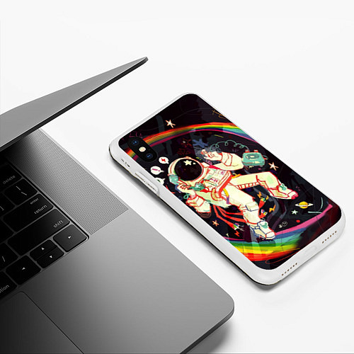 Чехол iPhone XS Max матовый Космонавт / 3D-Белый – фото 3