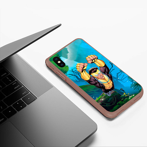 Чехол iPhone XS Max матовый Марк Грэйсон Неуязвимый / 3D-Коричневый – фото 3