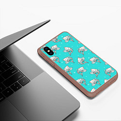 Чехол iPhone XS Max матовый Котики и рыбки, цвет: 3D-коричневый — фото 2