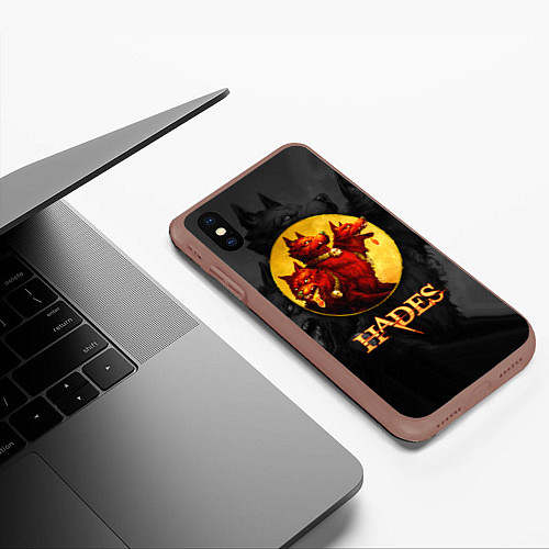 Чехол iPhone XS Max матовый Hades wolf / 3D-Коричневый – фото 3