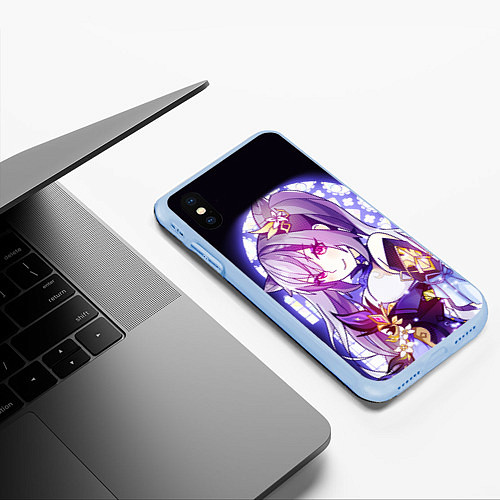 Чехол iPhone XS Max матовый Keqing - Genshin Impact / 3D-Голубой – фото 3