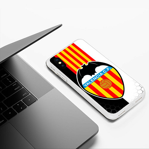 Чехол iPhone XS Max матовый FC VALENCIA ФК ВАЛЕНСИЯ / 3D-Белый – фото 3