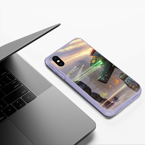 Чехол iPhone XS Max матовый Боевая техника / 3D-Светло-сиреневый – фото 3