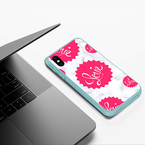 Чехол iPhone XS Max матовый Feel Love / 3D-Мятный – фото 3