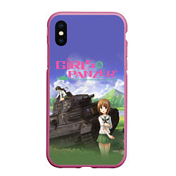 Чехол iPhone XS Max матовый Девушки и танки Girls und Panzer Z, цвет: 3D-малиновый