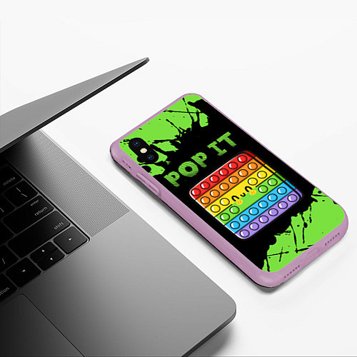 Чехол iPhone XS Max матовый Поп Ит Симпл Димпл - Краска / 3D-Сиреневый – фото 3