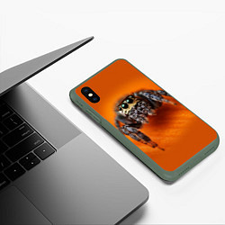 Чехол iPhone XS Max матовый ПАУК SPIDER, цвет: 3D-темно-зеленый — фото 2