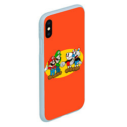 Чехол iPhone XS Max матовый CupHead x Mario, цвет: 3D-голубой — фото 2