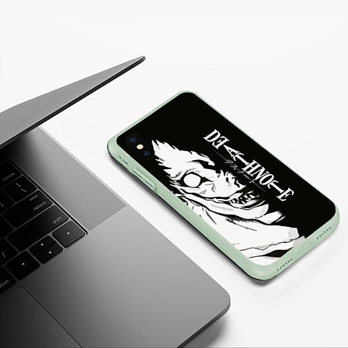 Чехол iPhone XS Max матовый Персонаж Рюк Death Note / 3D-Салатовый – фото 3