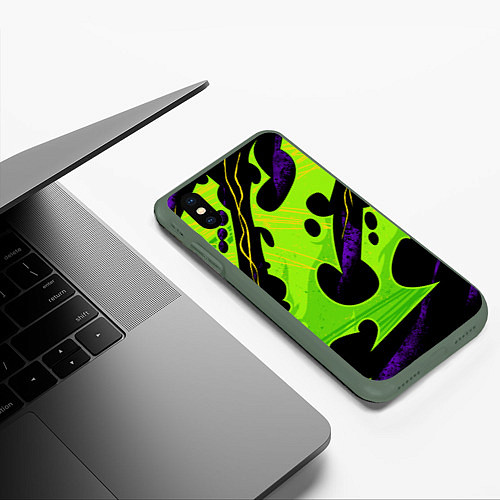 Чехол iPhone XS Max матовый КИСЛОТНАЯ ОРГАНИКА НЕОНОВАЯ / 3D-Темно-зеленый – фото 3