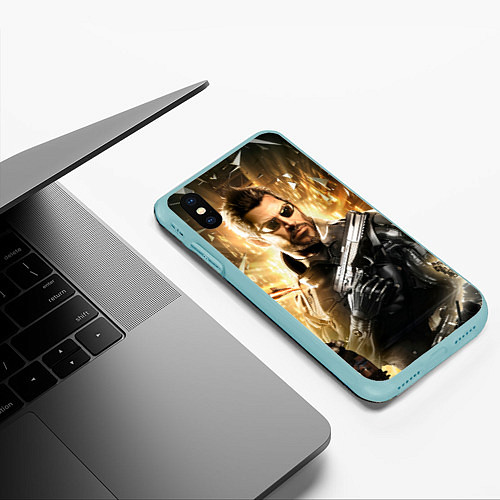 Чехол iPhone XS Max матовый Adam Jensen / 3D-Мятный – фото 3