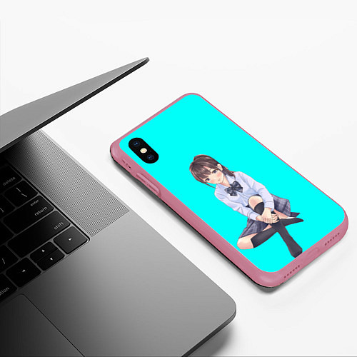 Чехол iPhone XS Max матовый Anime girl / 3D-Малиновый – фото 3