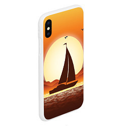 Чехол iPhone XS Max матовый Кораблик на закате, цвет: 3D-белый — фото 2