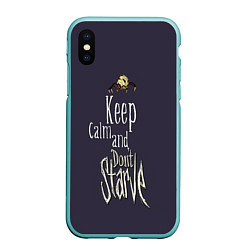 Чехол iPhone XS Max матовый Keep clam and dont starve, цвет: 3D-мятный