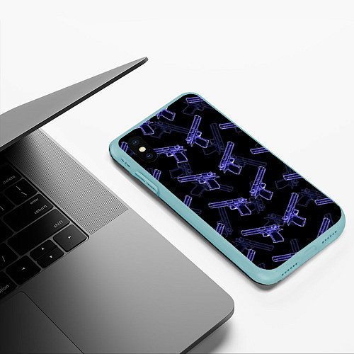 Чехол iPhone XS Max матовый Desert Eagle / 3D-Мятный – фото 3